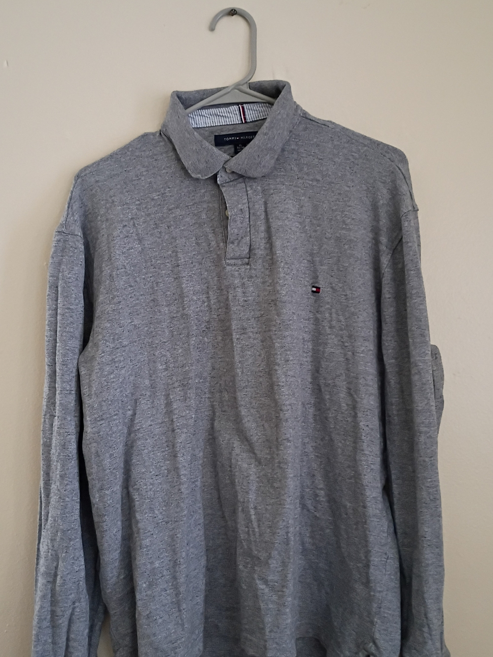 Tommy Hilfiger Men’s Long Sleeve Polo Shirt - Gray